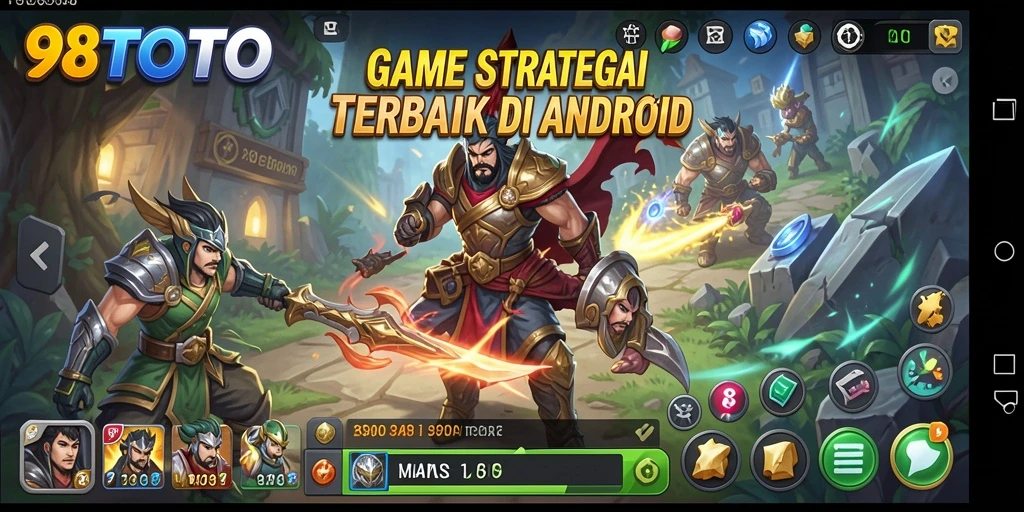 Tangkapan layar menampilkan pertempuran strategis dalam 98TOTO.