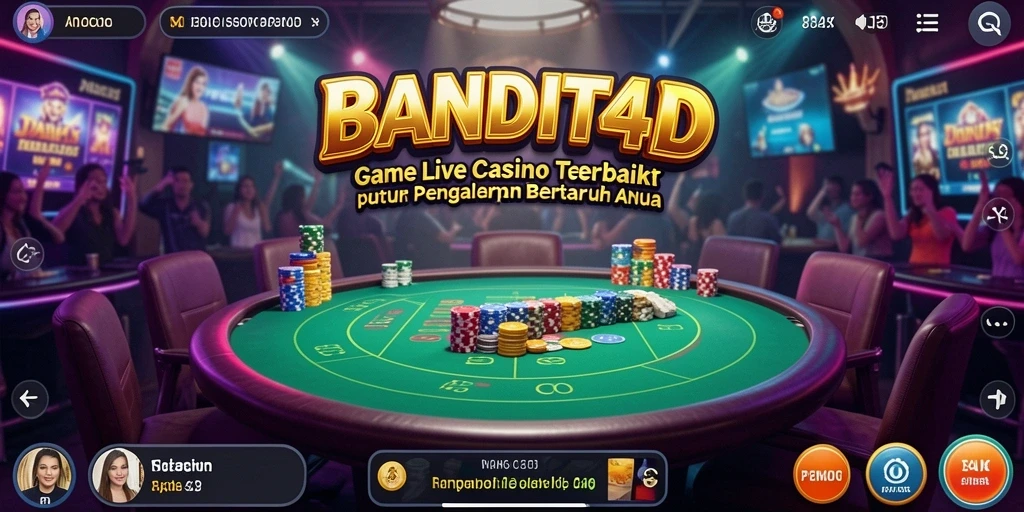 Gameplay BANDIT4D menampilkan dealer langsung dan suasana casino yang mendebarkan.