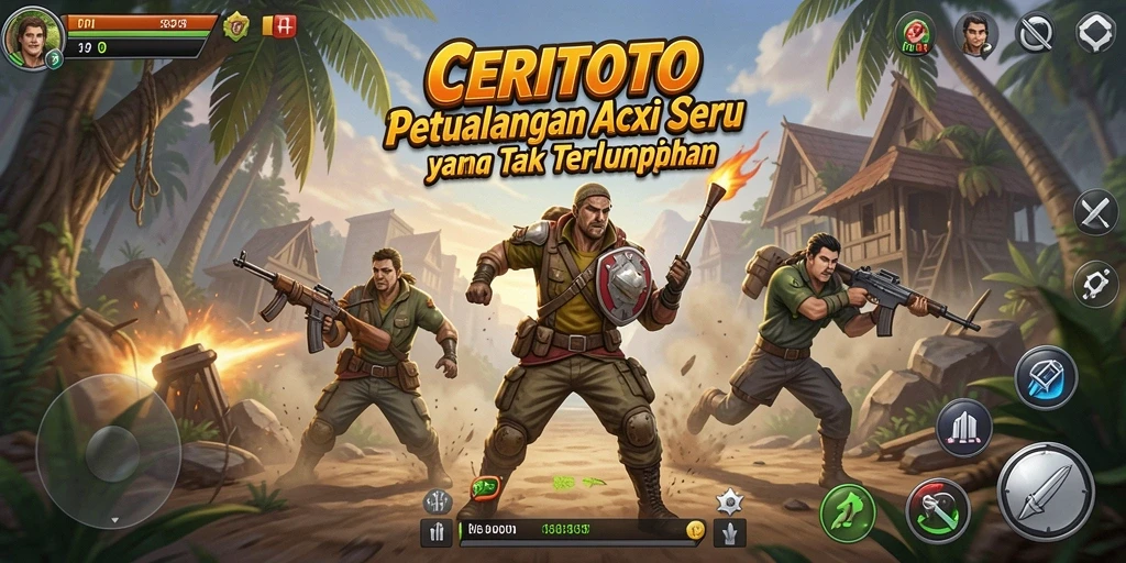 Tangkapan layar CERITOTO menampilkan aksi seru penuh tantangan.