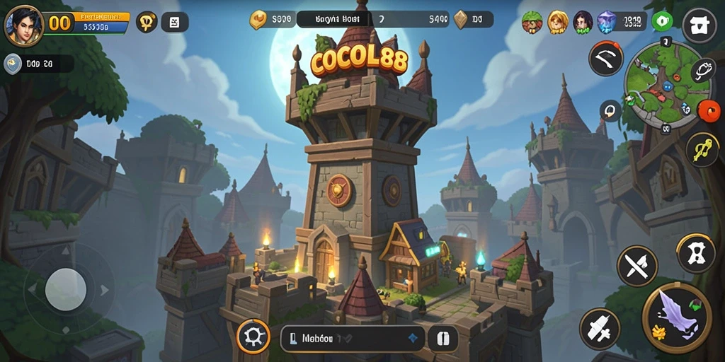 Gameplay menarik COCOL88 dengan menara dan musuh.