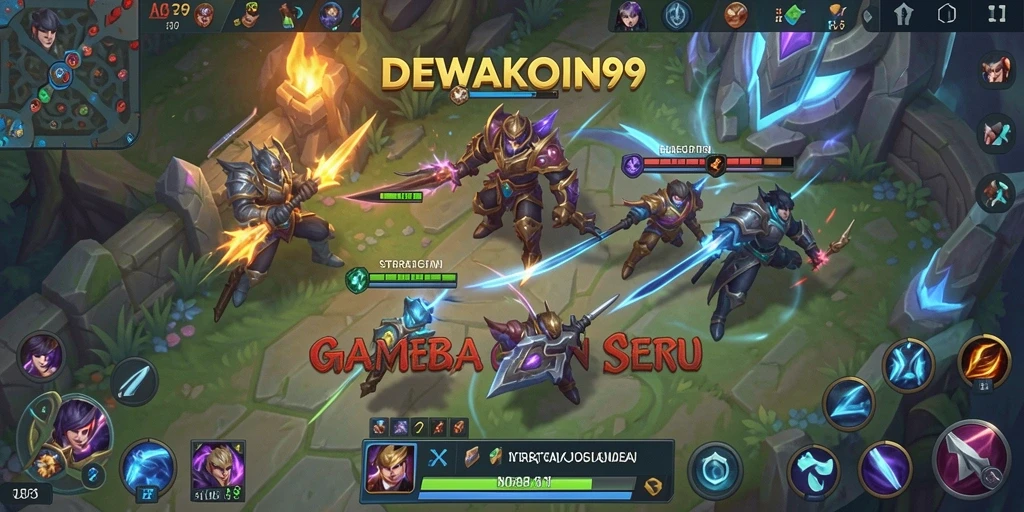 Gameplay MOBA yang seru dengan berbagai karakter unik.