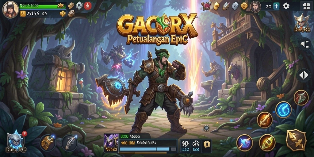 Gameplay GACORX yang menampilkan aksi pertempuran seru dan petualangan epik.