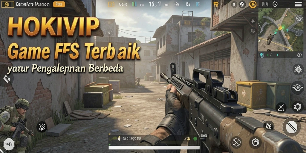 Screenshot utama HOKIVIP menampilkan aksi tembak-menembak yang mendebarkan.