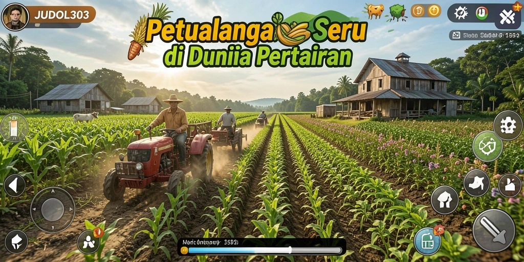Screenshot gameplay JUDOL303 menampilkan kebun yang hijau dan subur.