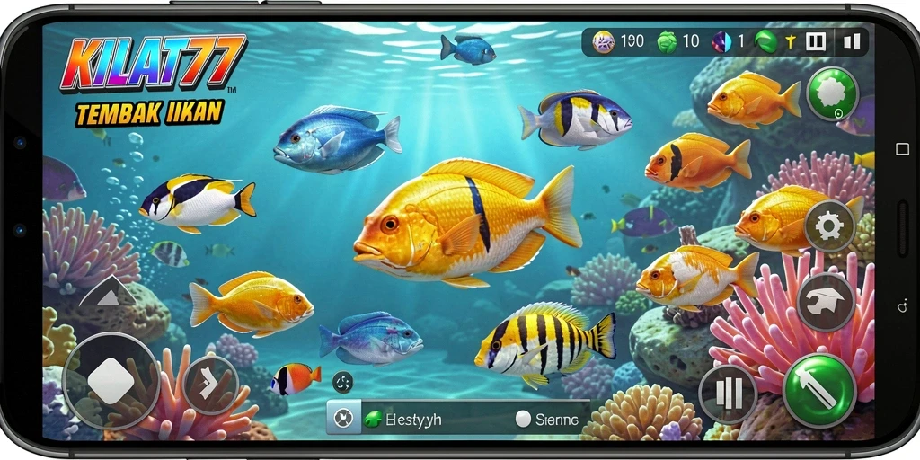 Screenshot gameplay KILAT77 dengan aksi tembak ikan yang seru.