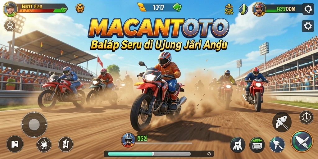 Tangkapan layar gameplay MACANTOTO yang mendebarkan saat balapan.