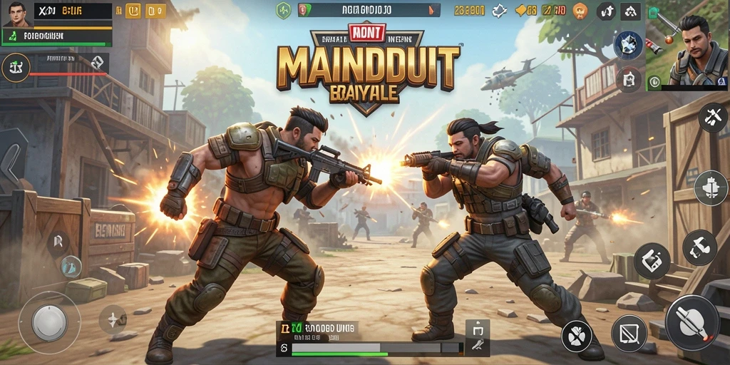 Tampilan gameplay MAINDUIT yang menegangkan dan penuh aksi Battle Royale.
