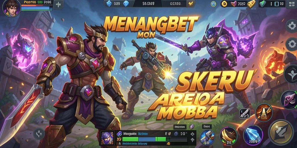 Tangkapan layar gameplay MOBA yang menampilkan pertarungan seru di arena.
