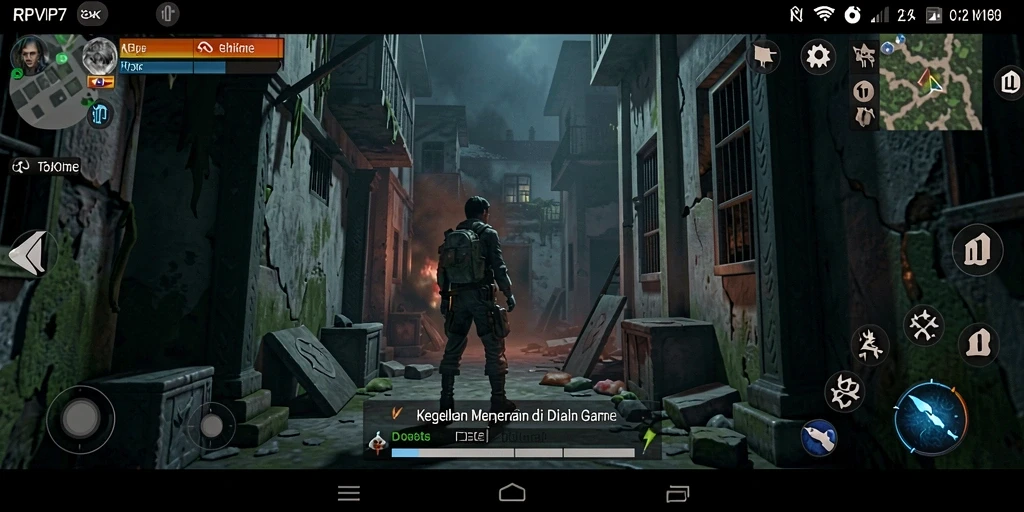 Screenshot gameplay menampilkan suasana mencekam dan karakter menyeramkan.