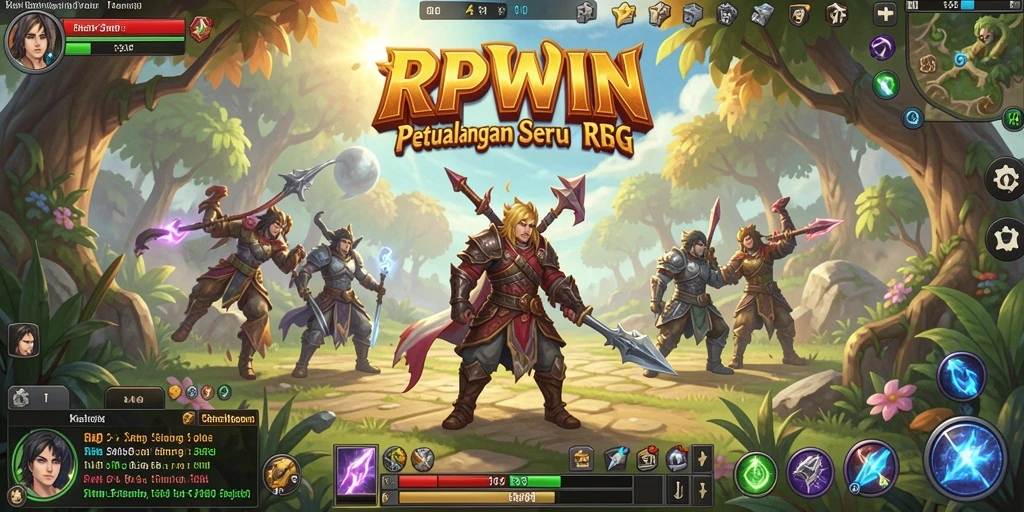 Tampilan screenshot RPWIN yang menampilkan karakter sedang bertarung di dunia RPG.