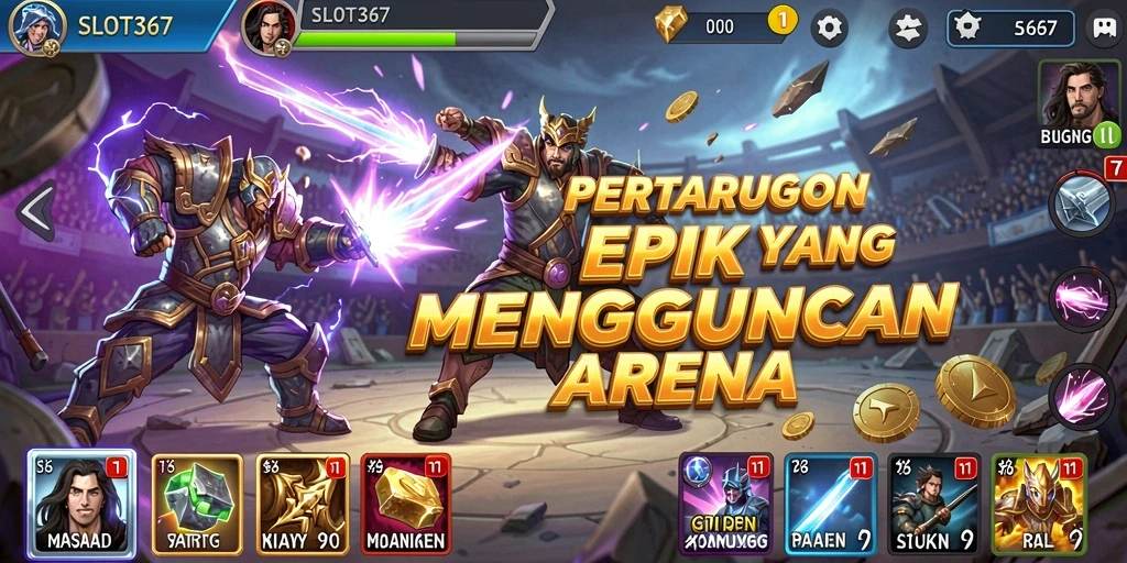 Tampilan gameplay SLOT367 yang menampilkan pertarungan intens.