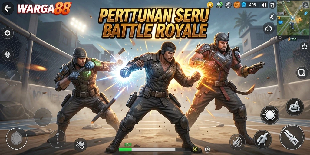 Tangkapan layar menunjukkan pertempuran seru di medan Battle Royale